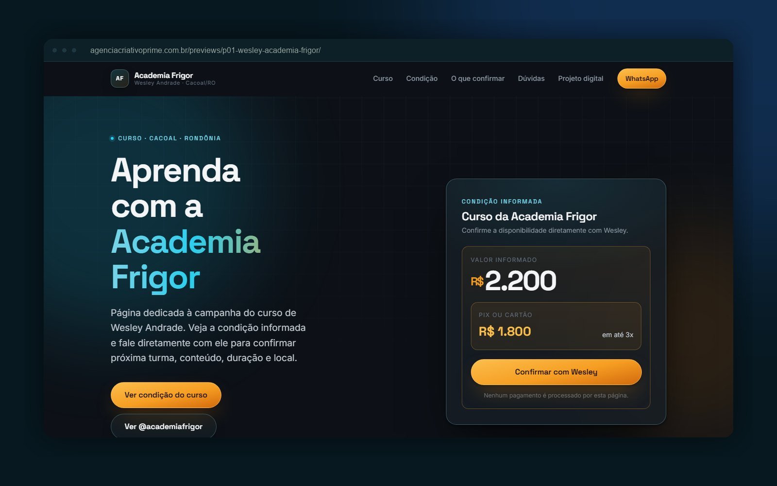 Academia Frigor — lead capture page