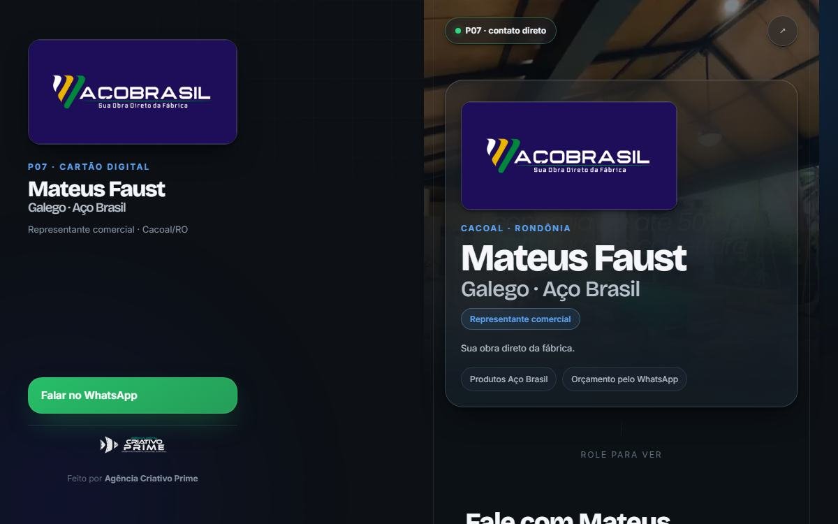 Capa do site Mateus Faust · Aço Brasil